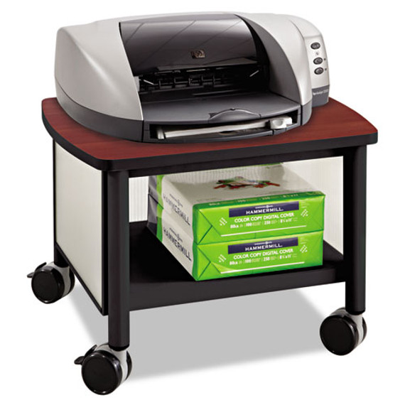 Impromptu Under-desk Machine Stand, Metal, 2 Shelves, 100 Lb Capacity, 20.5" X 16.5" X 14.5", Cherry/white/black