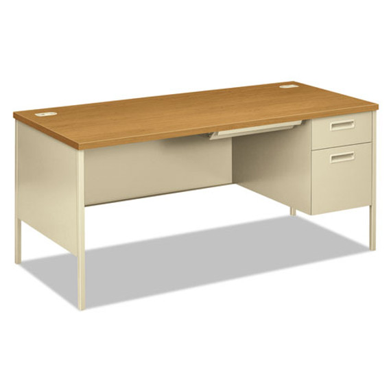 Metro Classic Series Right Pedestal "l" Workstation Desk, 66" X 30" X 29.5", Harvest/putty