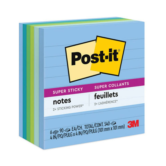 Recycled Notes In Oasis Collection Colors, Note Ruled, 4 X 4, 90 Sheets/pad, 6 Pads/pack
