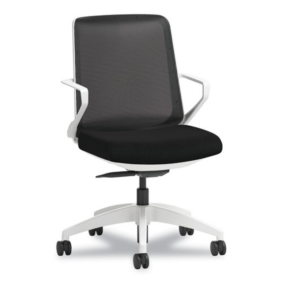 Cliq Office Chair, Supports Up To 300 Lb, 17" To 22" Seat Height, Black Seat, Black Back, White Base