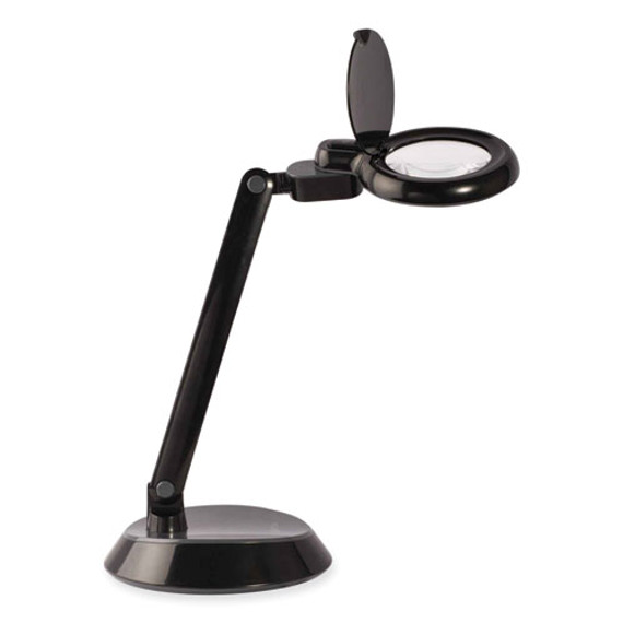 Space-saving Led Magnifier Desk Lamp, 14" High, Black, Ships In 1-3 Business Days