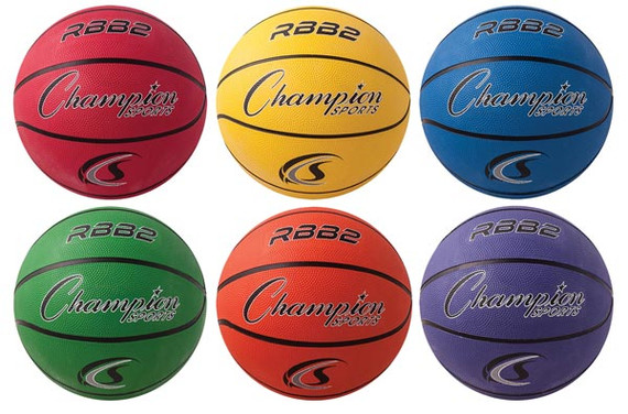 Champion Sports Rubber Basketballs - Junior (set Of 6 Colors)