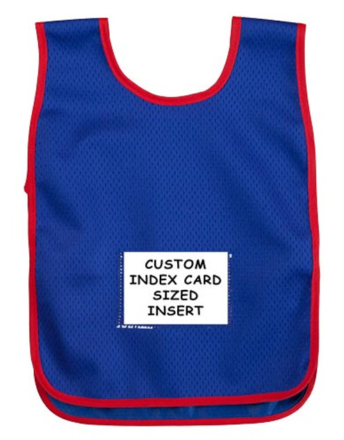 Child Vest W/ Sign Pouch (blue W/ Red Trim)