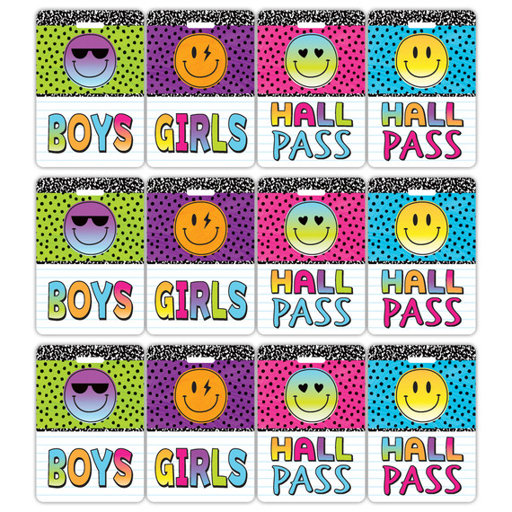 Brights 4Ever Hall Pass with Lanyard, 4 Per Pack, 3 Packs