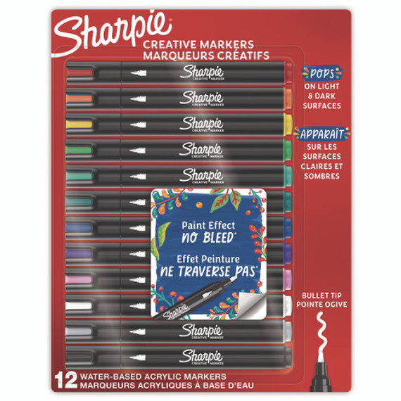 Creative Markers, Medium Bullet Tip, Assorted Colors, 12/pack