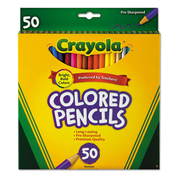 Long-length Colored Pencil Set, 3.3 Mm, 2b, Assorted Lead And Barrel Colors, 50/box