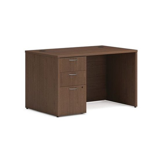 Mod Single Pedestal Desk Bundle, 48" X 30" X 29", Sepia Walnut