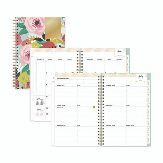 Day Designer "secret Garden Mint" Academic Year Weekly/monthly Notes Planner, 8 X 5, 12-month (july To June): 2024-2025
