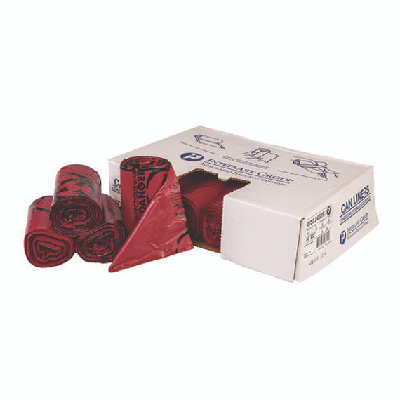 Institutional Low-density Infectious Waste Can Liners, 10 Gal, 1.3 Mil, 24" X 23", Red, 25 Bags/roll, 10 Rolls/carton