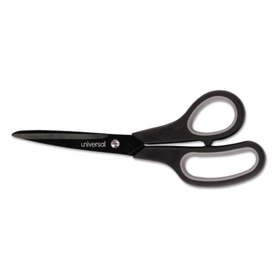 Industrial Carbon Blade Scissors, 8" Long, 3.5" Cut Length, Offset Black/gray Handle