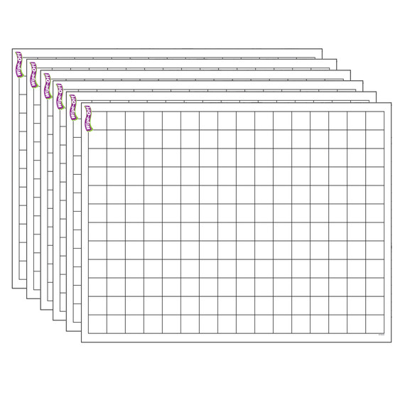 Graphing Grid (Small Squares) Wipe-Off Chart, 17" x 22", Pack of 6