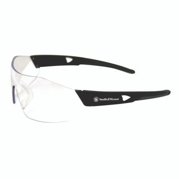 44 Magnum Safety Glasses, Black Frame, Clear Lens, 12/box