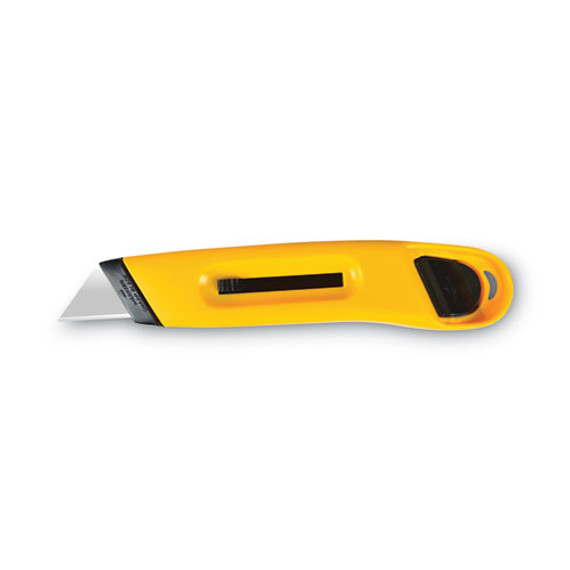 Plastic Utility Knife With Retractable Blade And Snap Closure, 6" Plastic Handle, Yellow