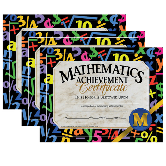 Mathematics Achievement Certificate, 30 Per Pack, 3 Packs - H-VA581-3