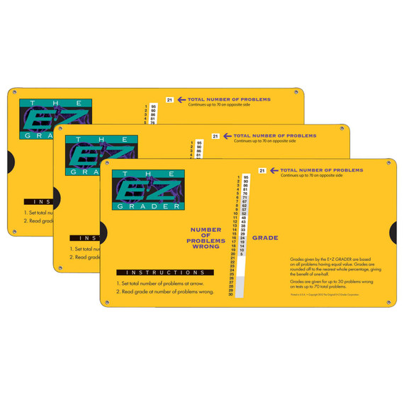 E-Z Grader, Large Print, Yellow, Pack of 3