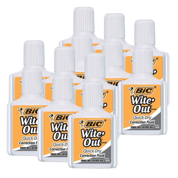 Wite-Out Quick Dry Correction Fluid, Pack of 12