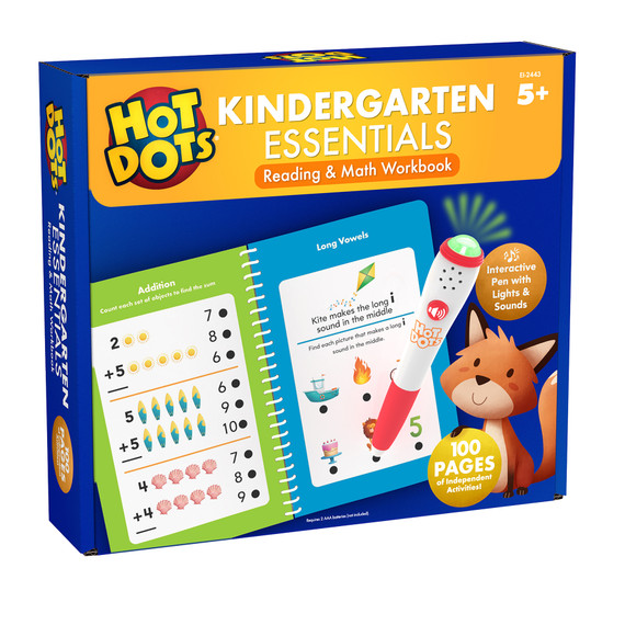 Hot Dots Kindergarten Essentials Reading & Math Workbook