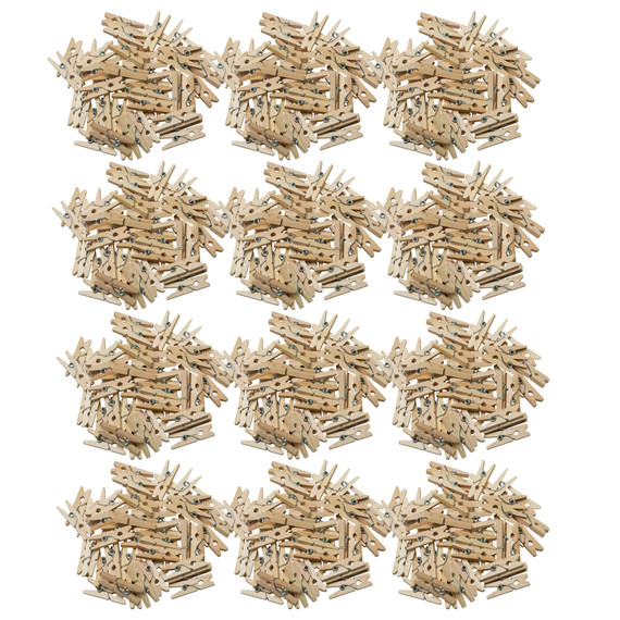 Mini Spring Clothespins, Natural, 1", 50 Per Pack, 12 Packs