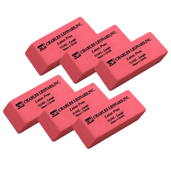 Eraser, Synthetic, Latex Free, Wedge Shape, Pink, Large, 12 Per Box, 6 Boxes