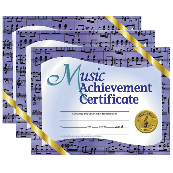 Music Achievement Certificate, 8.5" x 11", 30 Per Pack, 3 Packs