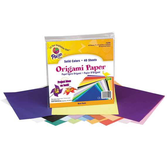 Origami Paper, Assorted Colors, 9" x 9", 40 Sheets Per pack, 2 Packs