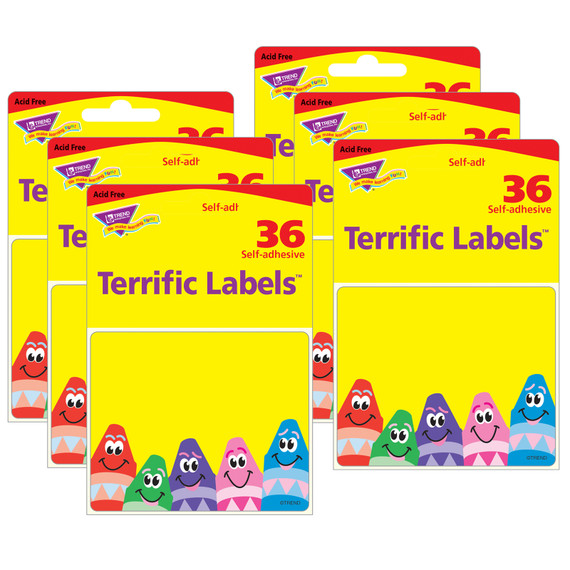Colorful Crayons Terrific Labels, 36 Per Pack, 6 Packs