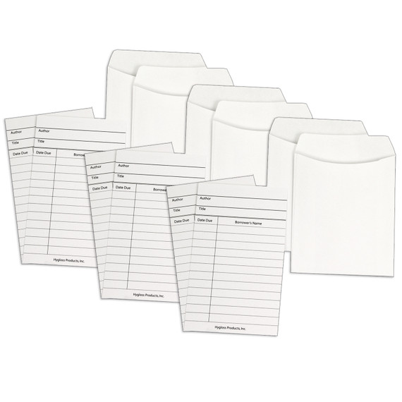 Library Cards & Non-Adhesive Pockets Combo, White, 30 Each/60 Pieces Per Pack, 3 Packs
