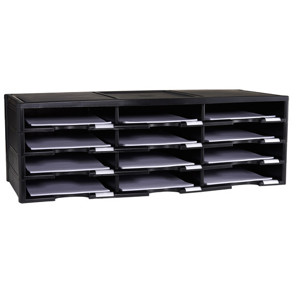 Storex Literature Organizer, 12 Compartments, 10.63 X 13.3 X 31.4, Black