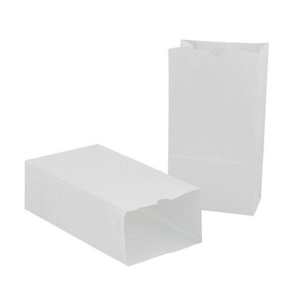 Large Gusseted Paper Bags, 6" x 3.5" x 11", White, 100 Per Pack, 2 Packs
