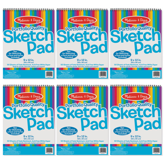 Portfolio Quality Sketch Pad, 9" x 12", White, Pack of 6