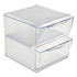 Stackable Cube Organizer, 2 Compartments, 2 Drawers, Plastic, 6 X 7.2 X 6, Clear