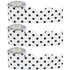 Black Polka Dots on White Scalloped Rolled Border Trim, 50 Feet Per Roll, Pack of 3