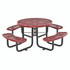 Expanded Steel Picnic Table, Round, 46" Dia X 29.5"h, Red Top, Red Base/legs