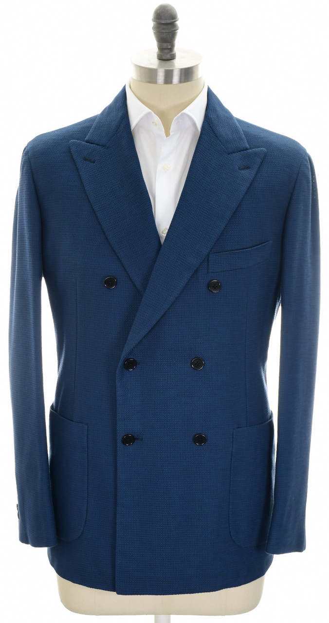 Belvest Sport Coat Jacket Cotton Blend Size 44 Blue