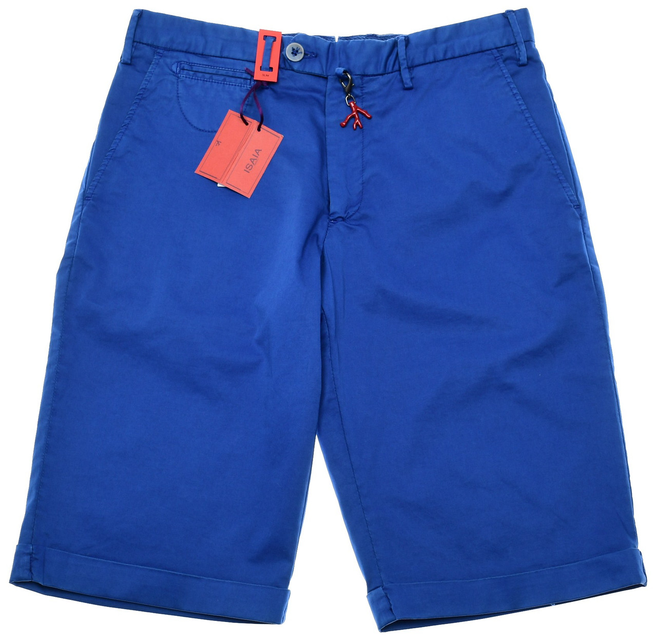 Isaia Napoli Dress Shorts Cotton Stretch Gabardine Size 30 Blue Solid