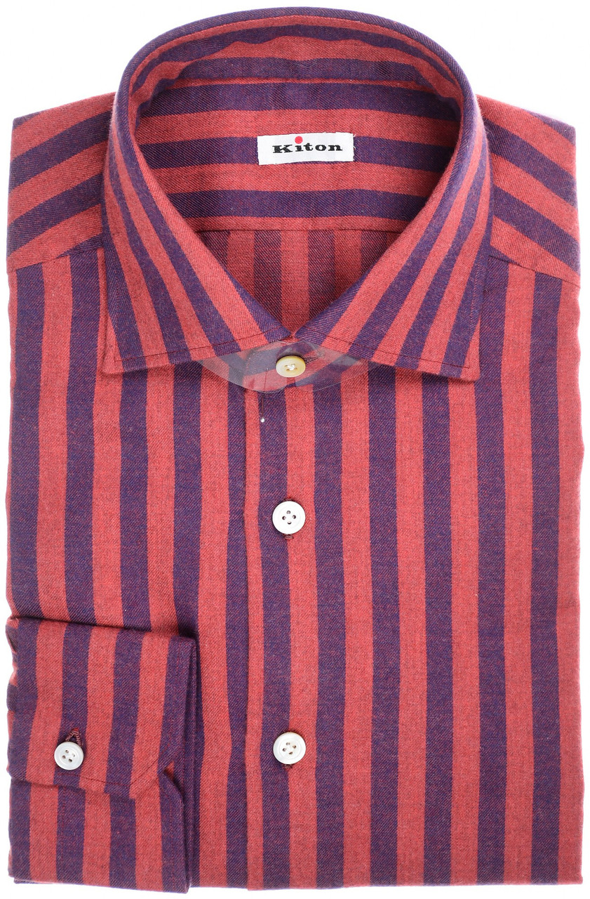 Kiton Napoli Dress Shirt Brushed Cotton 