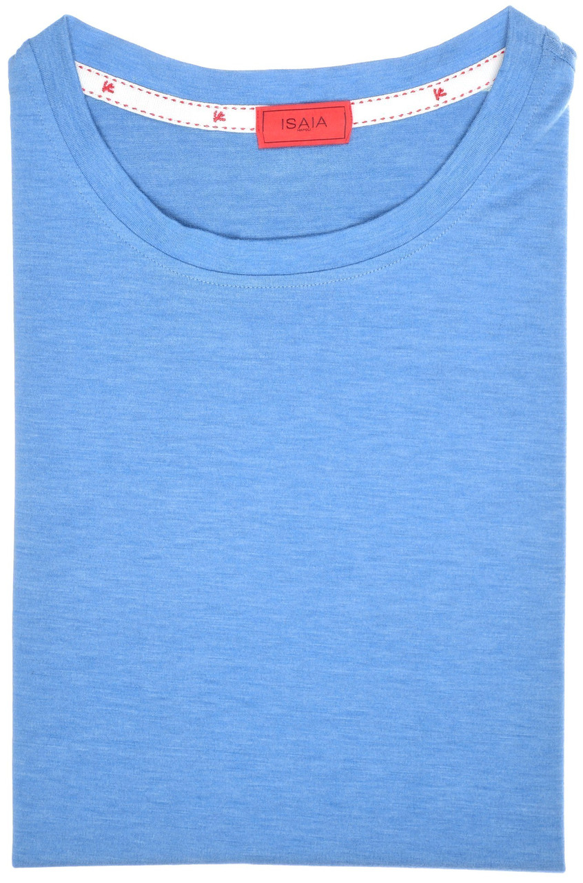 Isaia Napoli T Shirt Silk Cotton Fine Jersey Size Xlarge Blue