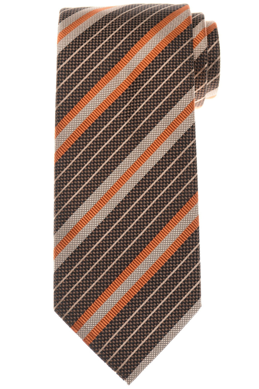 Tom Ford Tie Silk Brown Orange Stripe