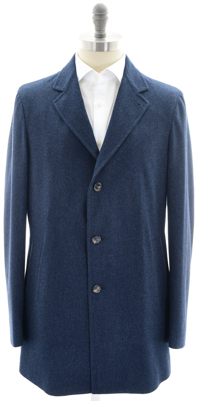 Loro Piana Short Coat Broken Twill Baby Cashmere Storm System® Blue