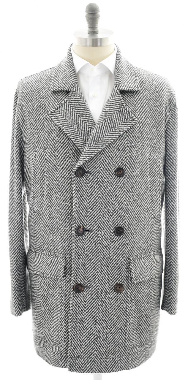 Brunello Cucinelli Oversized Peacoat Size 40 Gray Herringbone 02OT0195