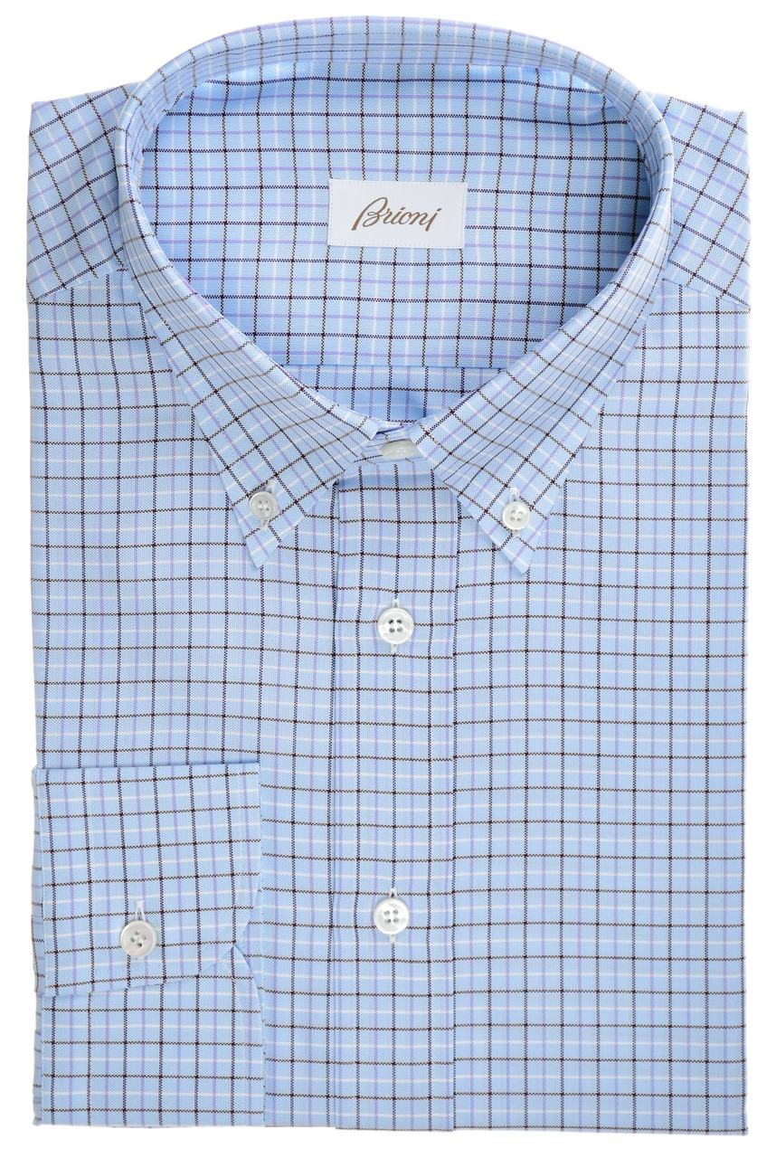 Brunico Shirt Blue Check Brioni