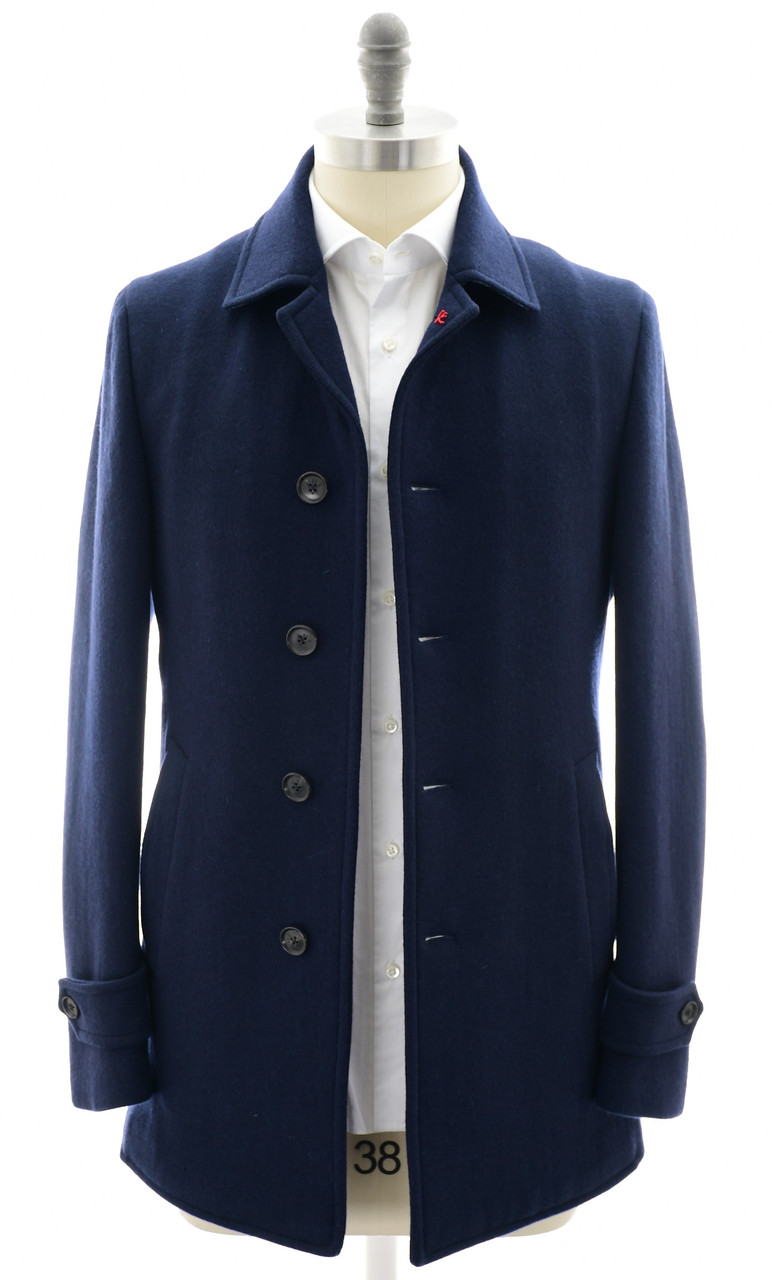 Isaia Napoli Portofino Walking Coat Cashmere Wool Blue - Main Image