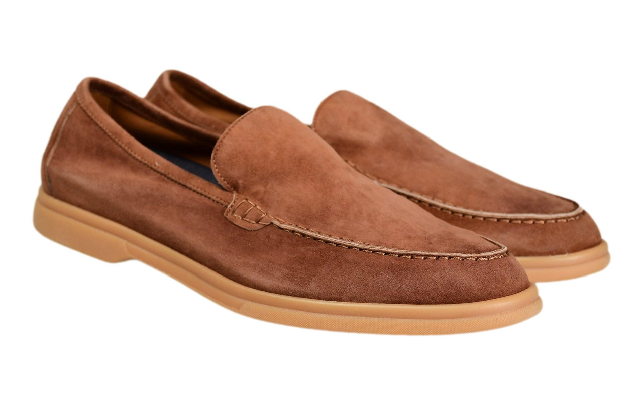 Fedeli Shoes Loafers Sailor Suede Leather Brown