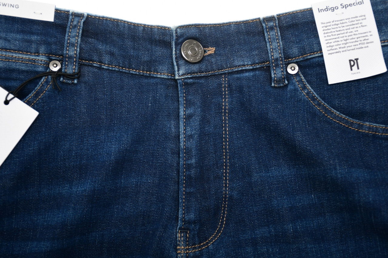 PT Torino Blue Cotton Slim Fit Jeans