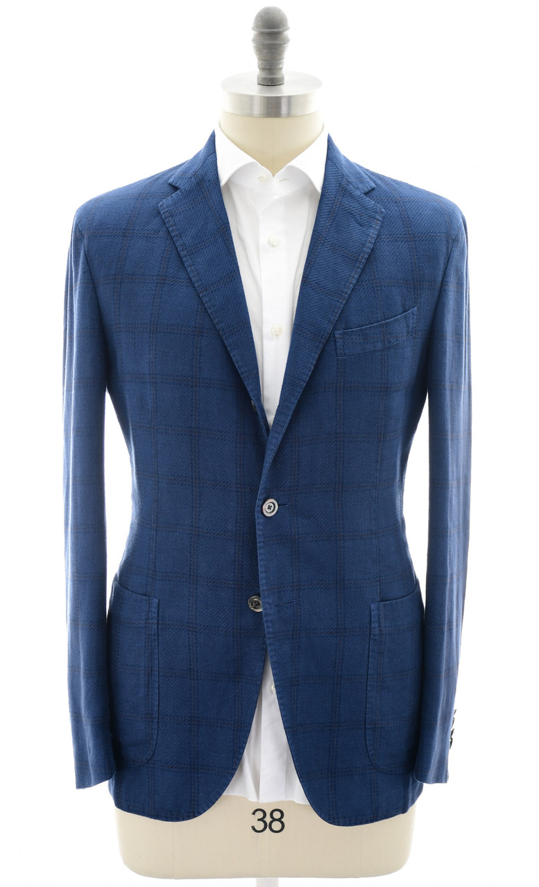 Boglioli 'K Jacket' Sport Coat Size 40 Blue Plaid 24SC0431