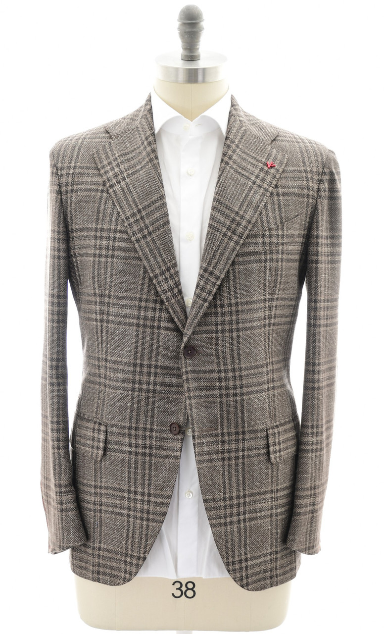 Italian Madison Sport Coat in Taupe Glen Plaid 36S / Taupe / BC034088-212