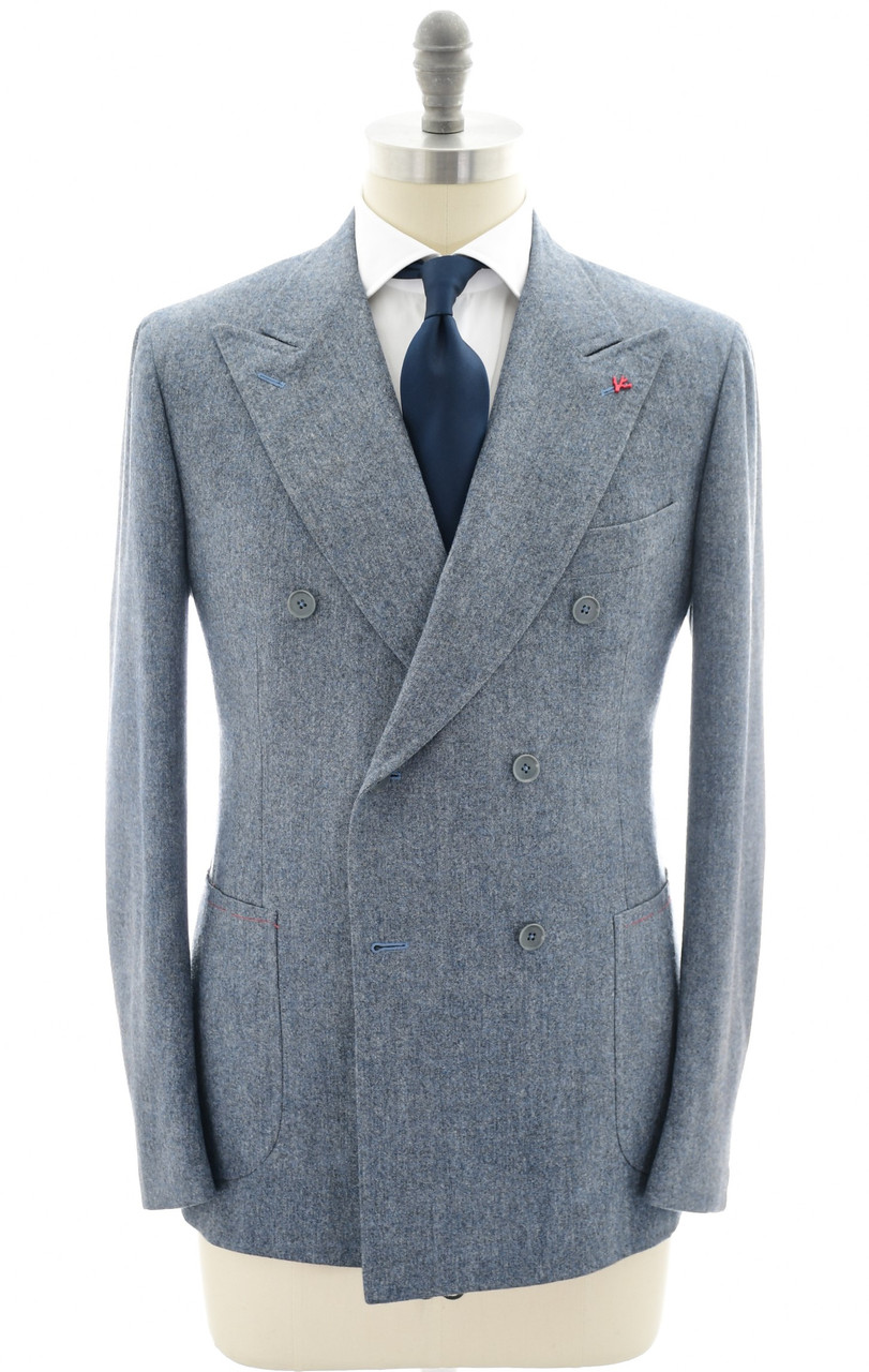 Isaia Napoli Suit Wool Cashmere Blue