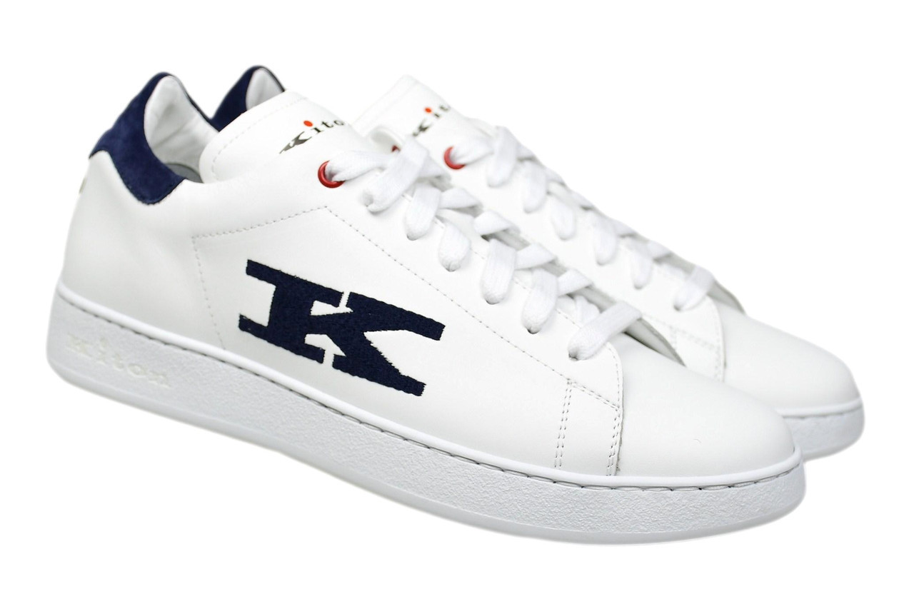 Kiton K Logo Blue White Sneakers – Premium Men