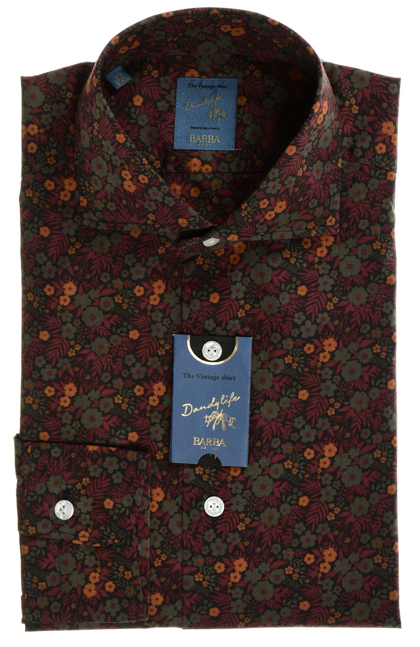 designer dress mens shirts Designer Italian Mens Shirt Floral Patterns Stretch Dress Slim Fit Button Up