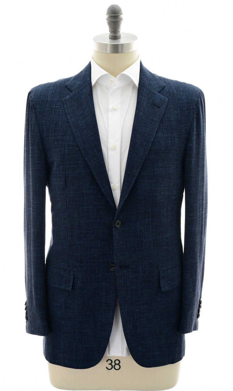 Kiton Blue Micro Sport Coat | Designer Sale | Luxury Menswear